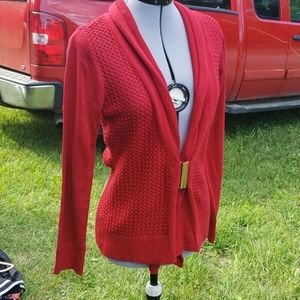 Red cardigan